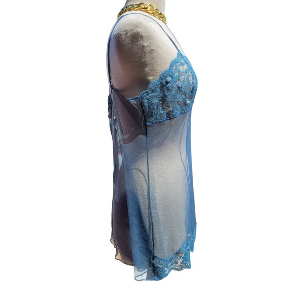 Victoria's Secret VINTAGE Womans Nightgown Mesh & Lace Nylon Beaded Babydoll L - Picture 3 of 12
